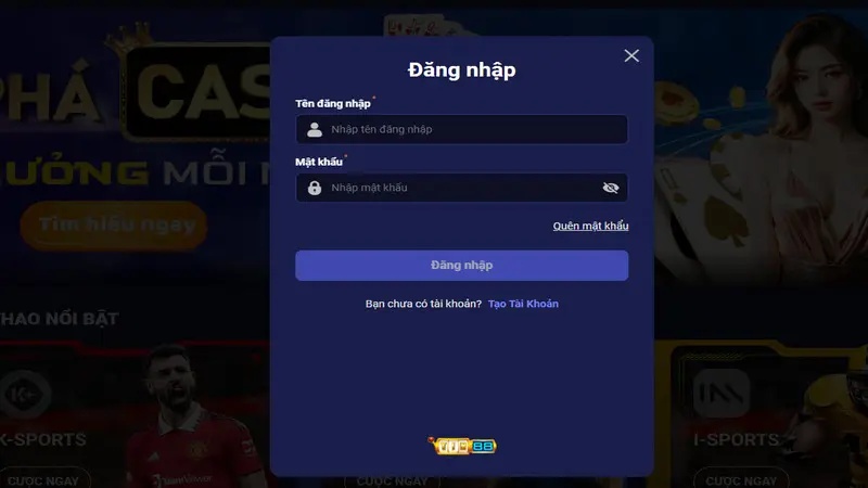 Điền thông tin đăng nhập nhà cái Tin 88
