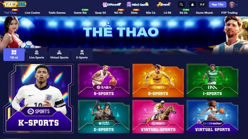 Tha hồ cá cược sảnh Thể thao với các giải đấu đỉnh cao